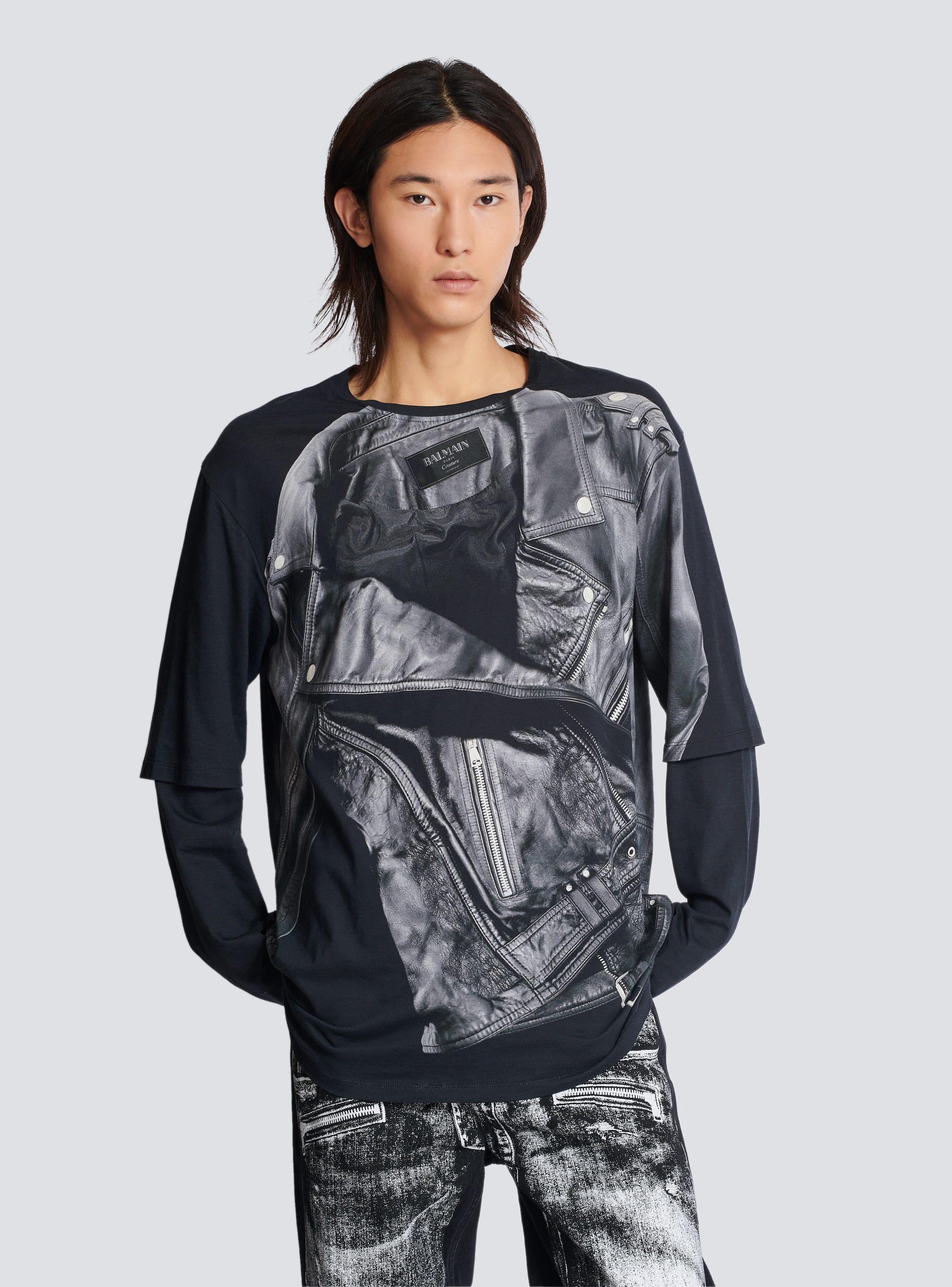 Long-sleeved T-shirt with biker jacket print Product Image