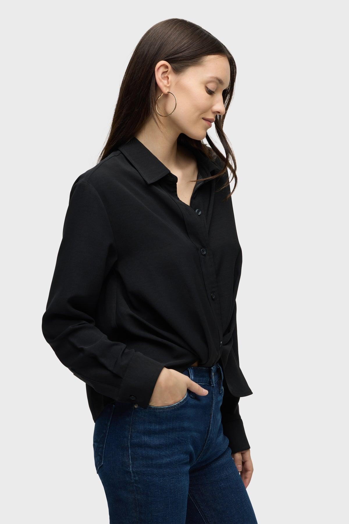 Long Sleeve Knotted Button Down Shirt Female Product Image