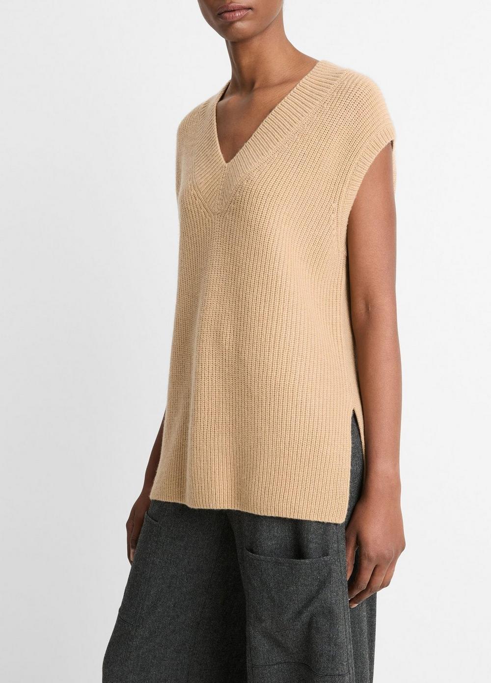 Ribbed Wool-Cashmere V-Neck Sweater Vest Product Image