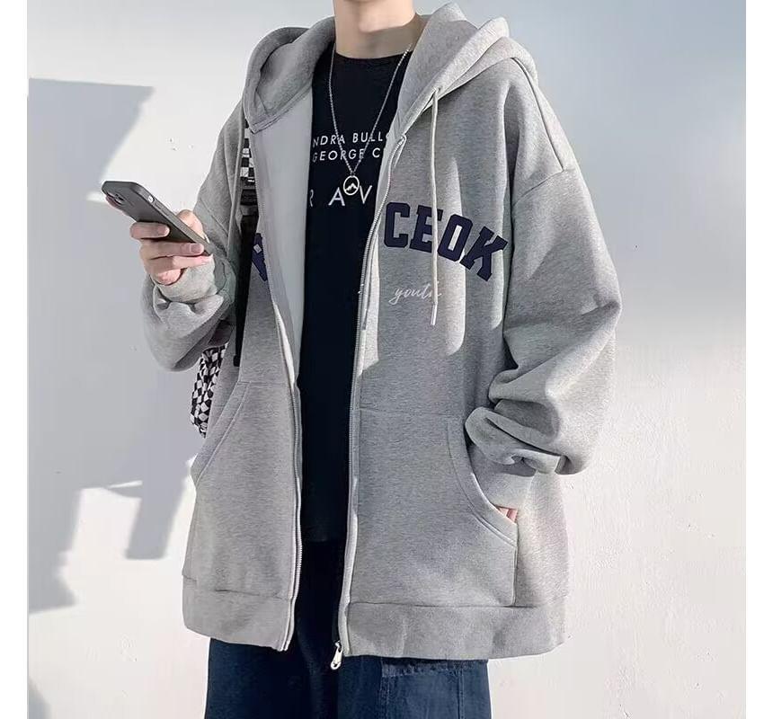 Lettering Zip-Up Hoodie Product Image