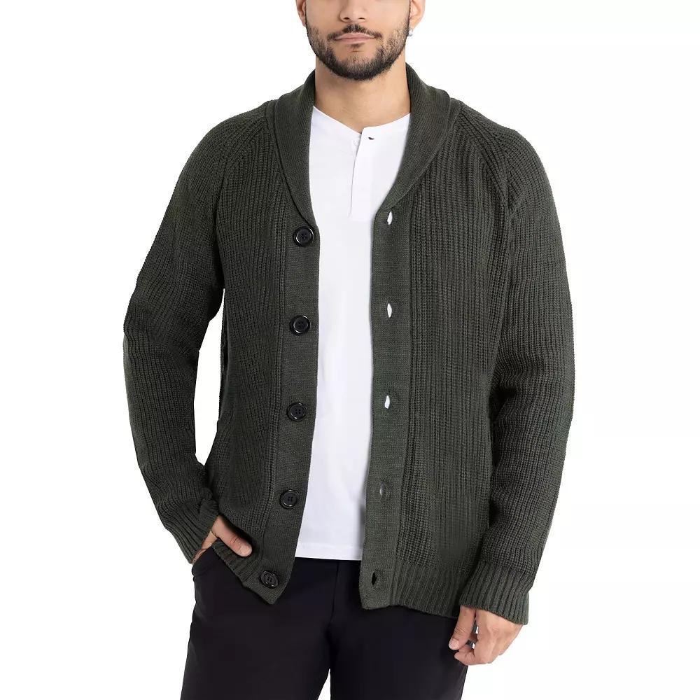 Men's Xray Shawl-Collar Knitted Cardigan Sweater, Size: Large, Blue Product Image