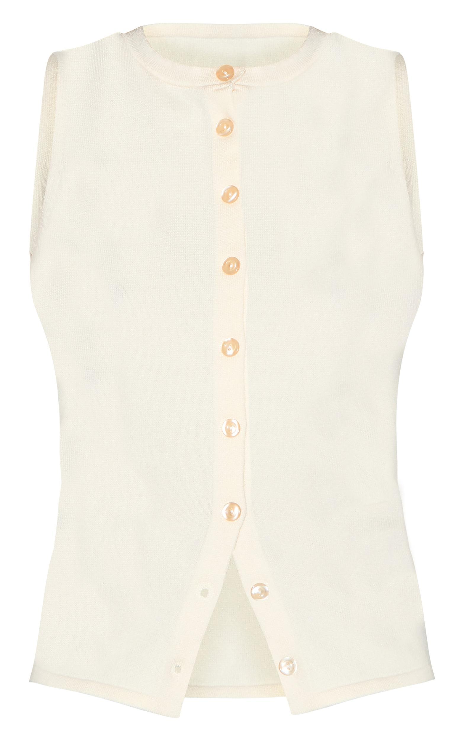 Cream Button Through Sleeveless Top Product Image