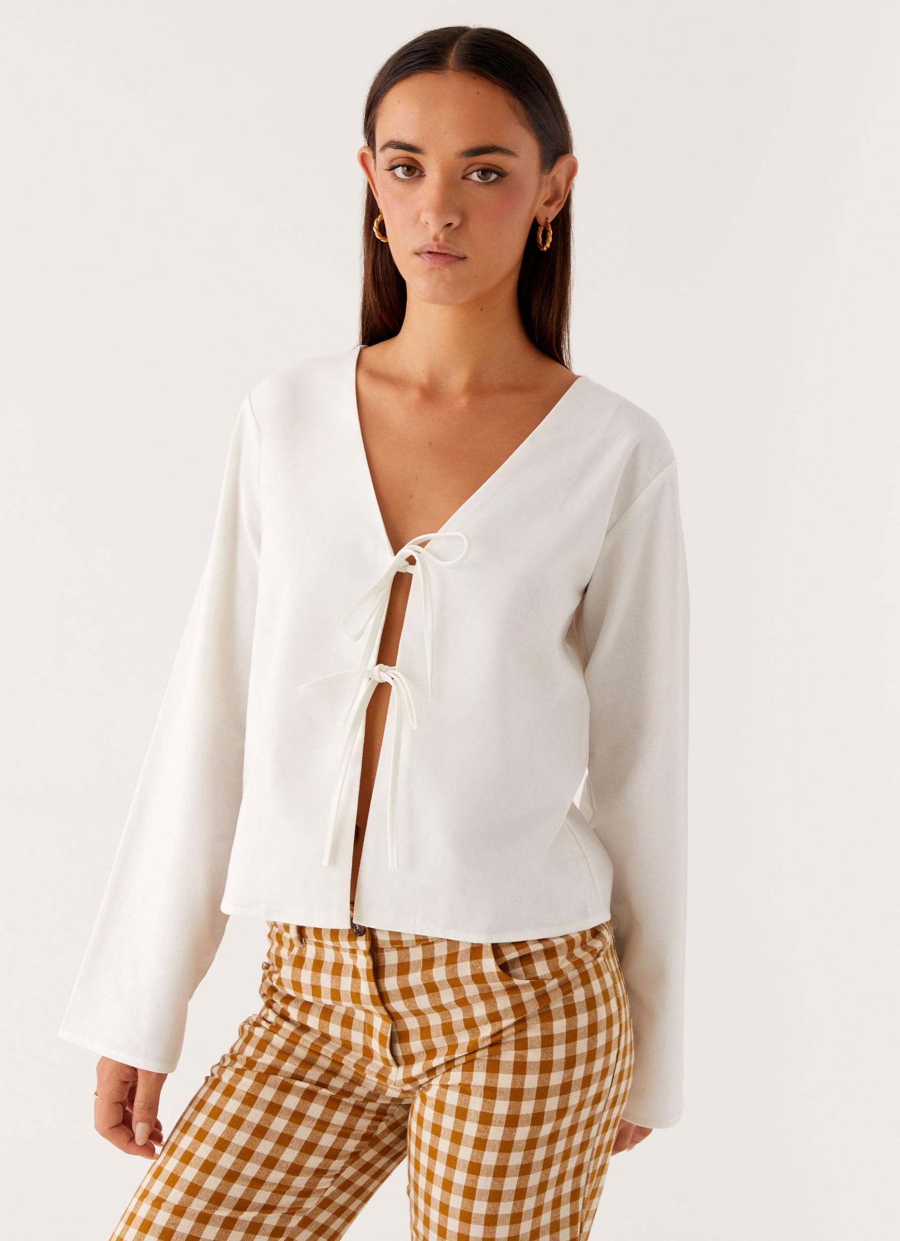 Isabelle Tie Front Top - White Product Image