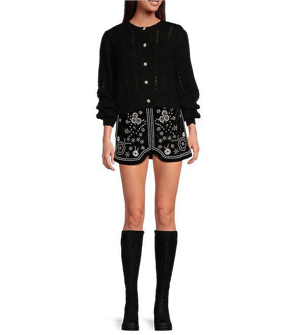 Chelsea & Violet Polly Fuzzy Polyester Button Front Long Sleeve Cardigan Product Image