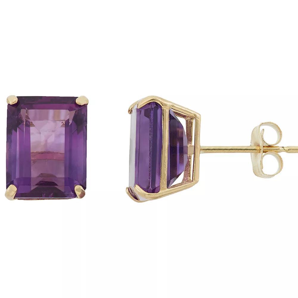 Designs by Gioelli 10k Gold Amethyst Emerald Cut Solitaire Stud Earrings, Women's, 10k Goold Product Image