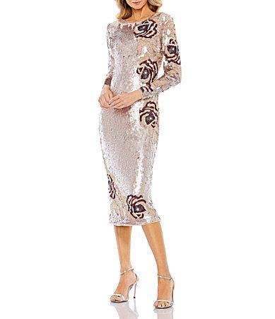 Womens Metallic Floral Midi Dress Product Image