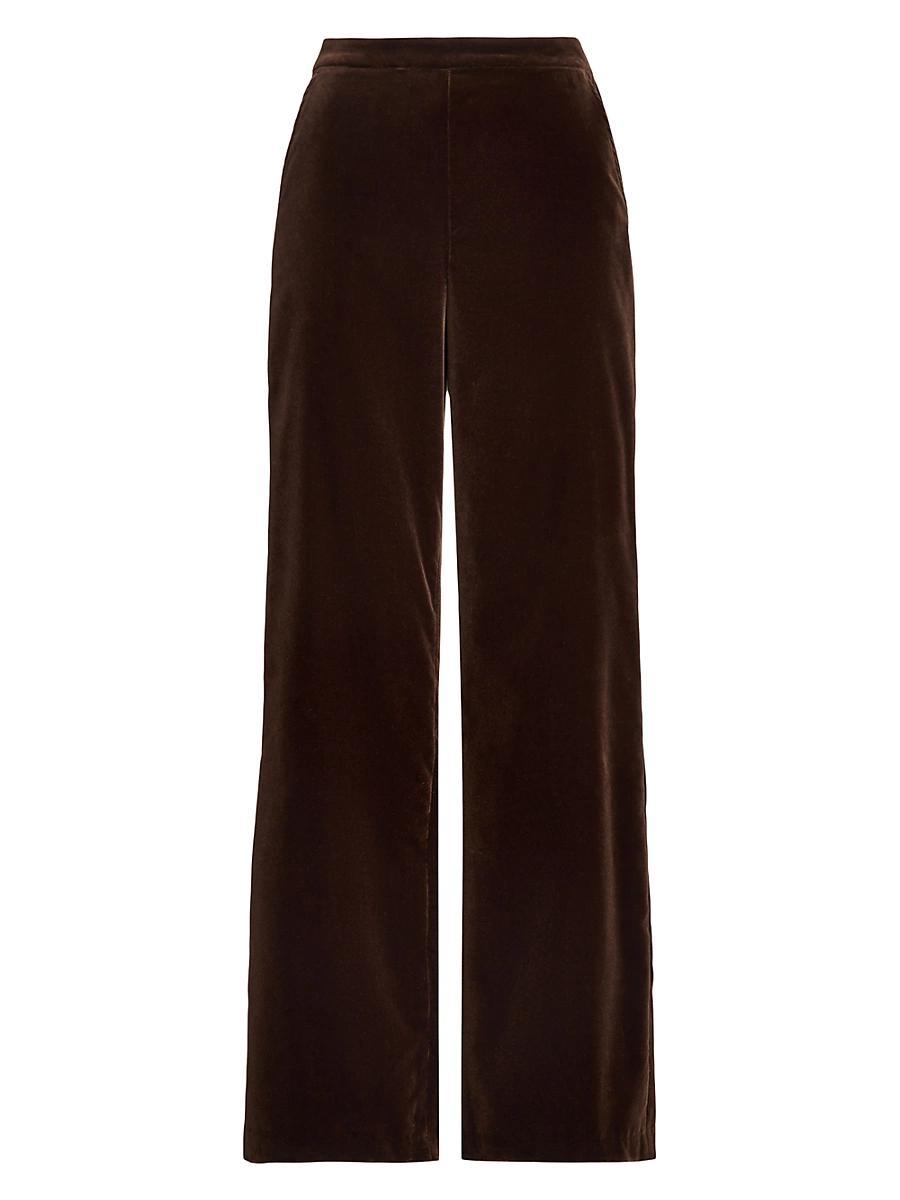 Womens Stretch-Cotton Velvet Wide-Leg Pants Product Image