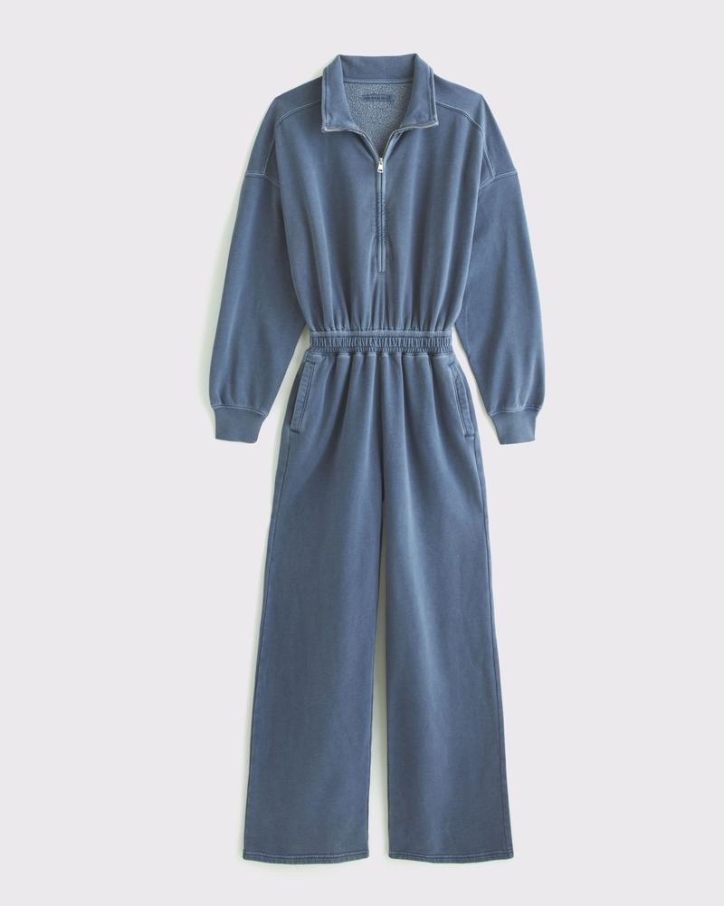 Long-Sleeve Half-Zip Fleece Jumpsuit Product Image