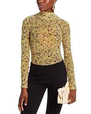 Womens Mesh Turtleneck Top Product Image