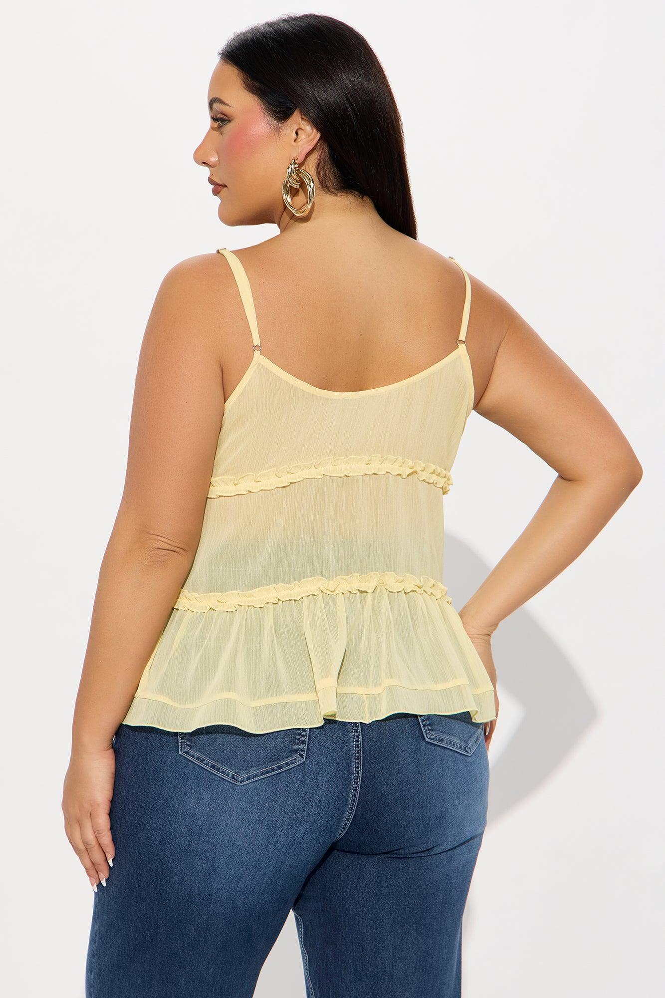 Better Together Chiffon Tie Front Top - Yellow Product Image