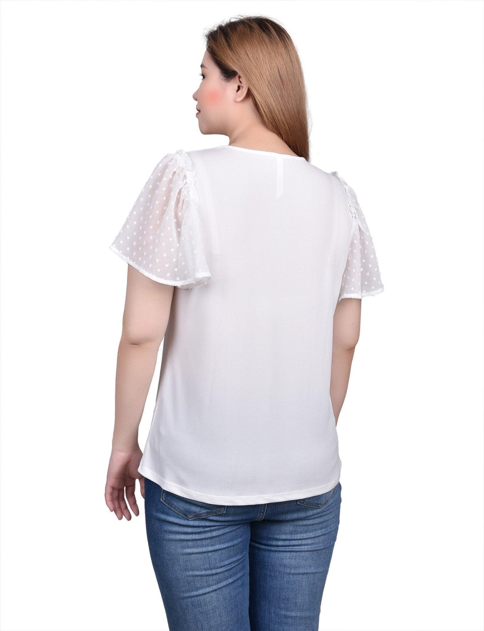 Clip Dot Flutter Sleeve Top Product Image
