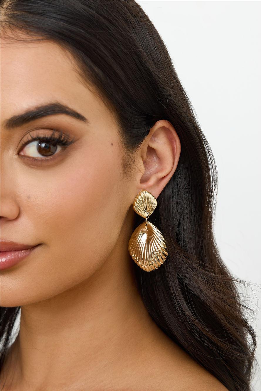 18k Gold Plated Shells Earrings Gold Product Image