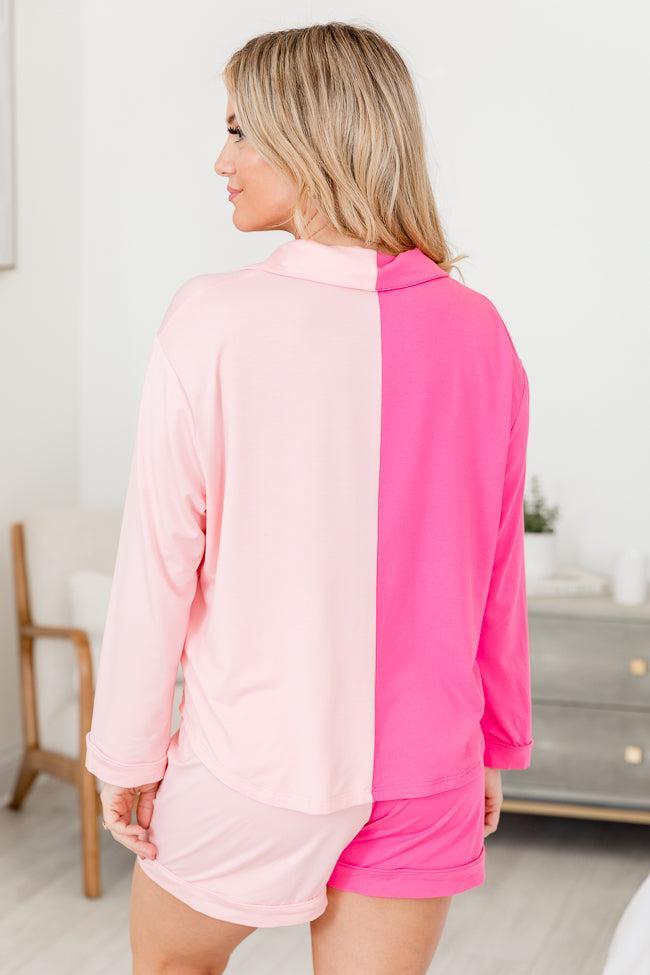 My Dream Come True Pink Tonal Color Block Pajama Top FINAL SALE Product Image