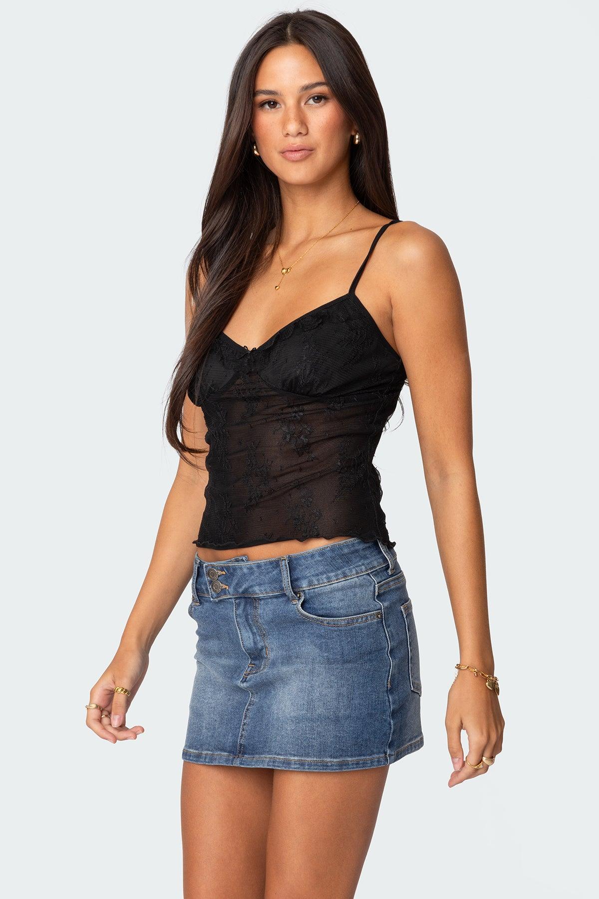 Angelina Sheer Lace Tank Top Product Image