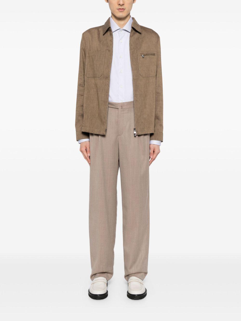 CORNELIANI Mélange-effect Zip-up Shirt Jacket In Braun Product Image