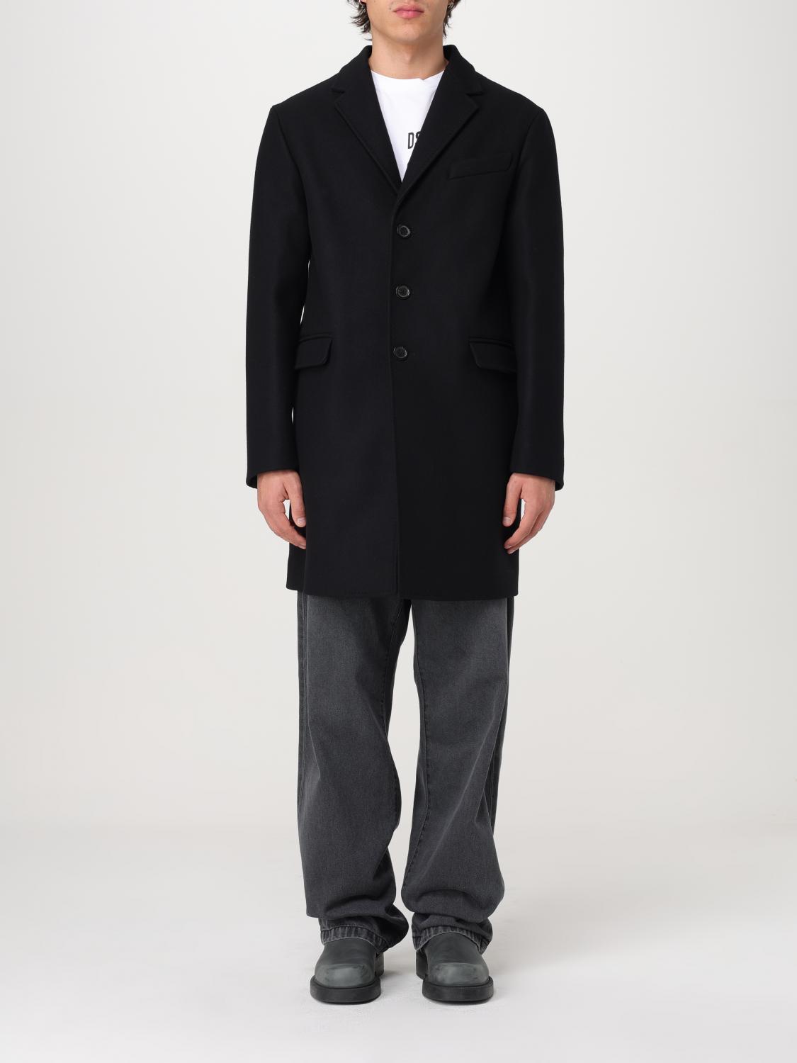 DSQUARED2 Man Coat Black Size 42 Virgin Wool, Polyamide, Elastane In Schwarz Product Image