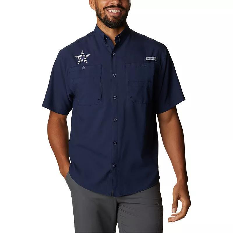 Mens Columbia Dallas Cowboys Tamiami Omni-Shade Button-Down Short Sleeve Shirt Blue Product Image