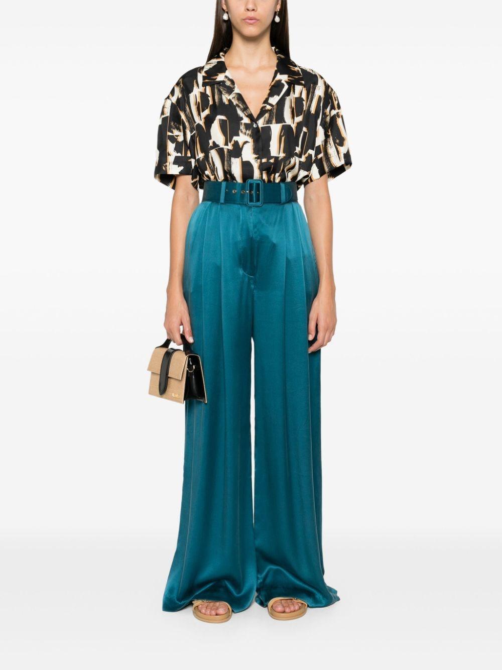 ZIMMERMANN Silk Trousers In Blue Product Image