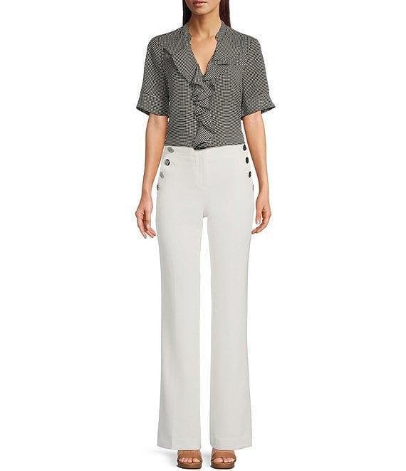 KARL LAGERFELD PARIS High Waisted Full Length Sailor Button Pocket Pant Product Image