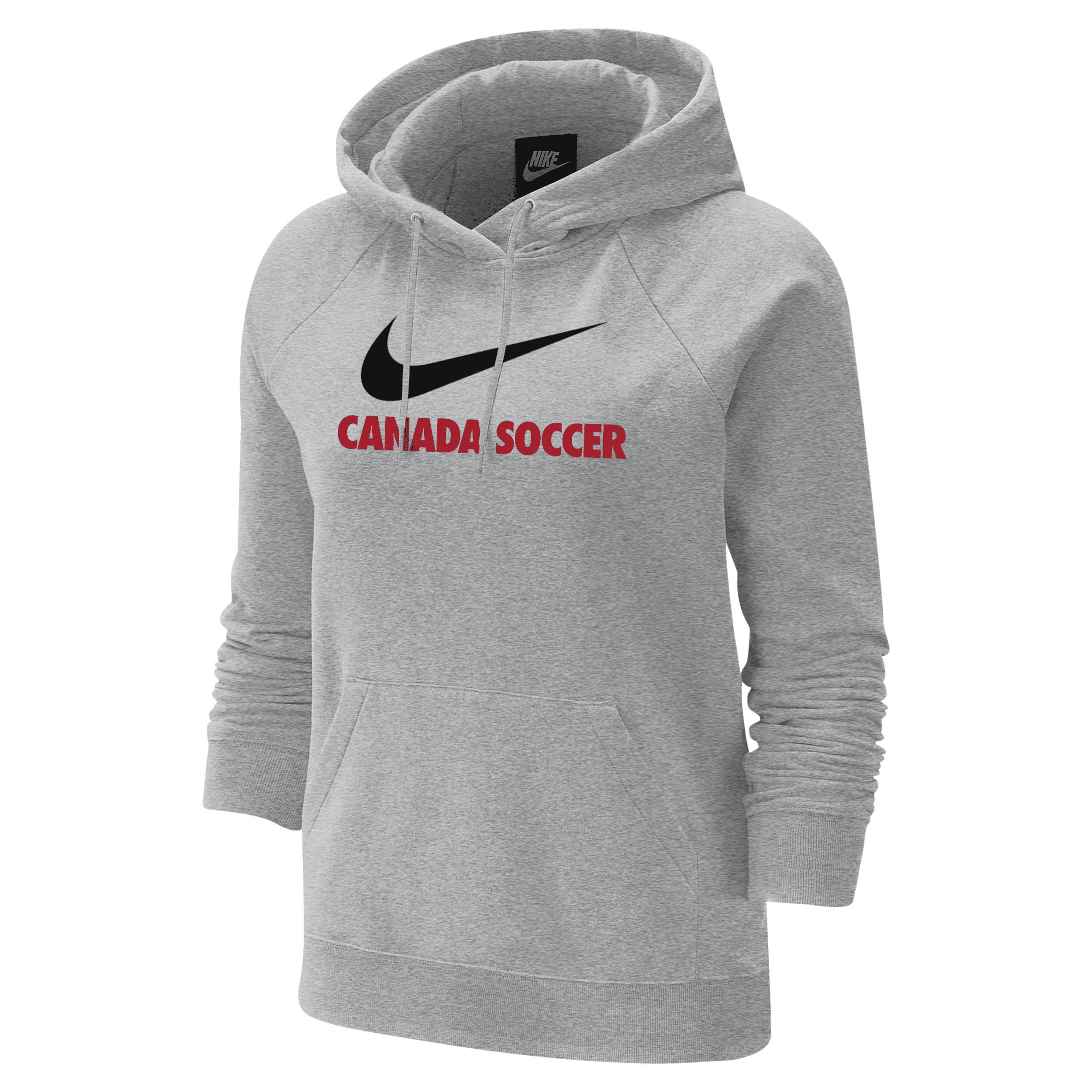 Womens Nike Heather Gray Canada Soccer Lockup Varsity Fleece Raglan Pullover Hoodie Product Image