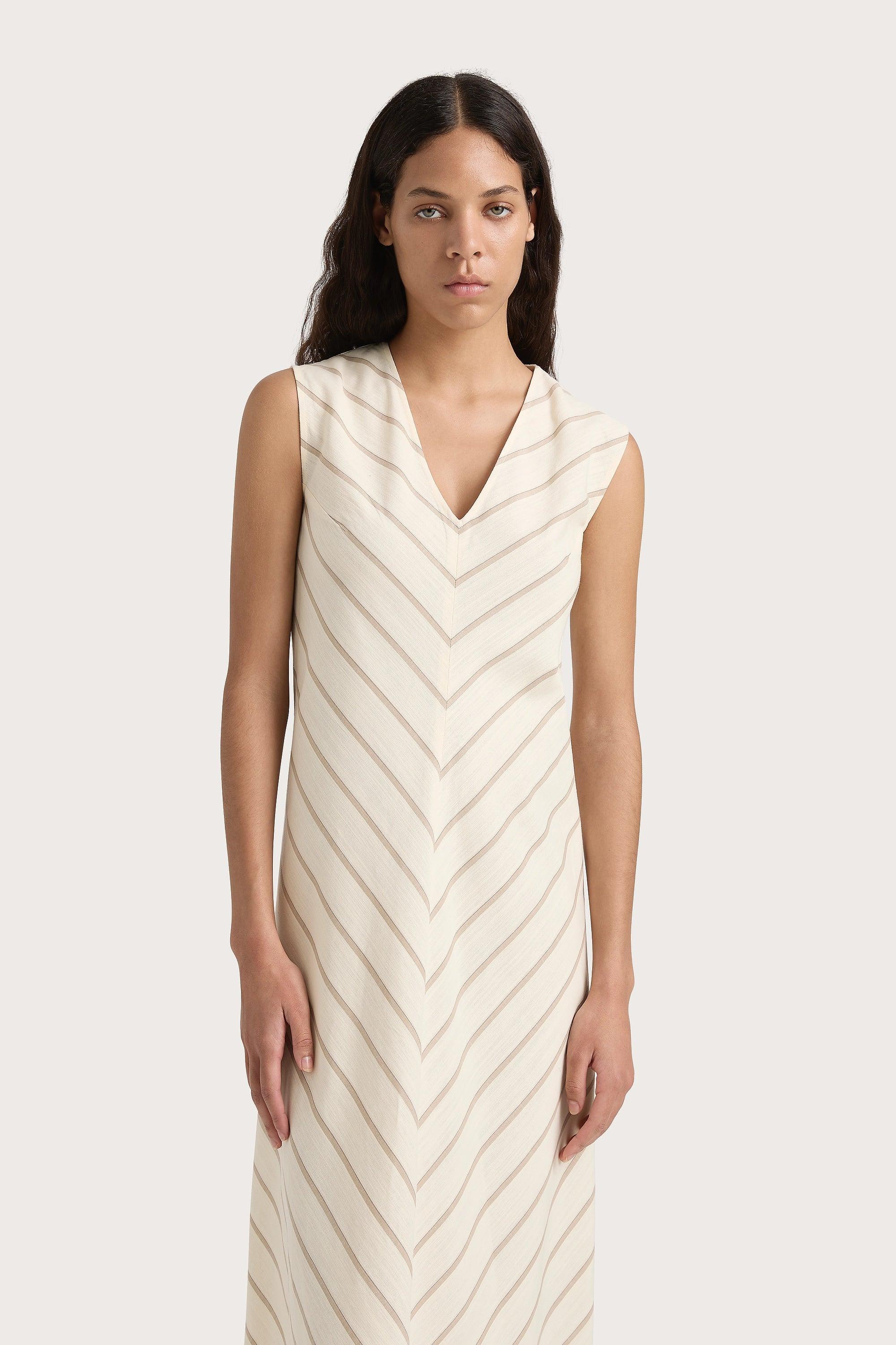 Marteret Stripe Midi Dress Shadow Stripe Butter Product Image