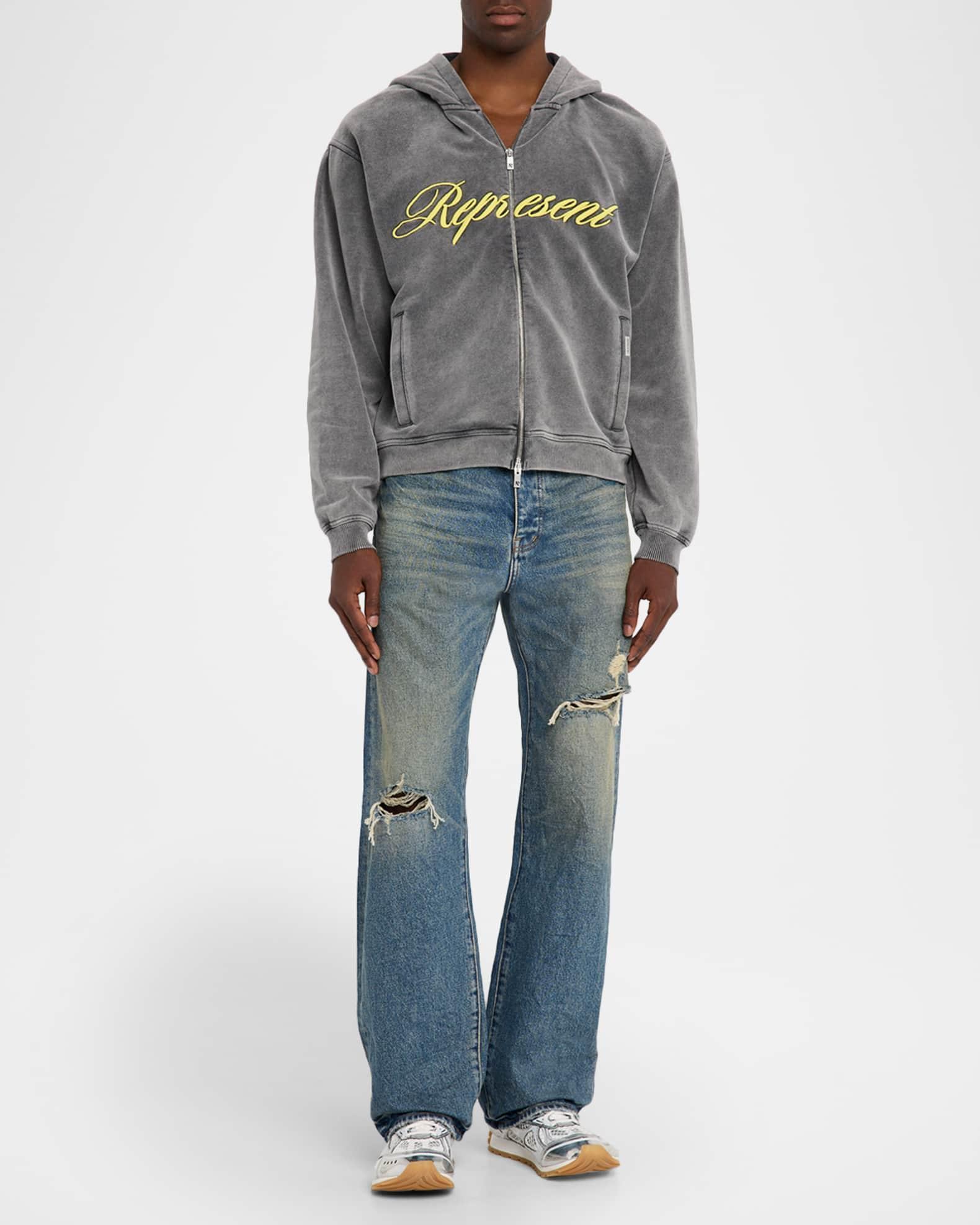 Men's Cotton Script Logo Full-Zip Hoodie Product Image