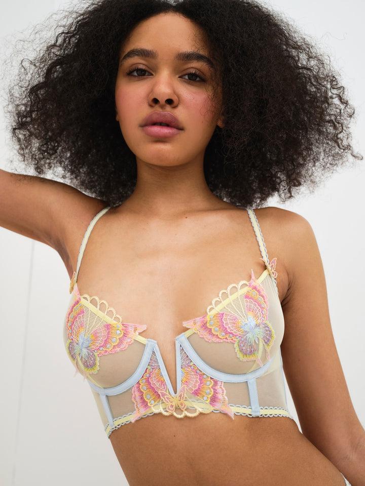 Pastel Papillon Longline Bra — Yellow Product Image