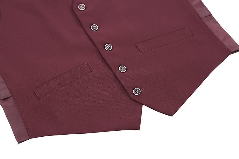 Vanderbilt Collection - Classic Dress Vest 5 Buttons Regular Fit In Burgundy Product Image