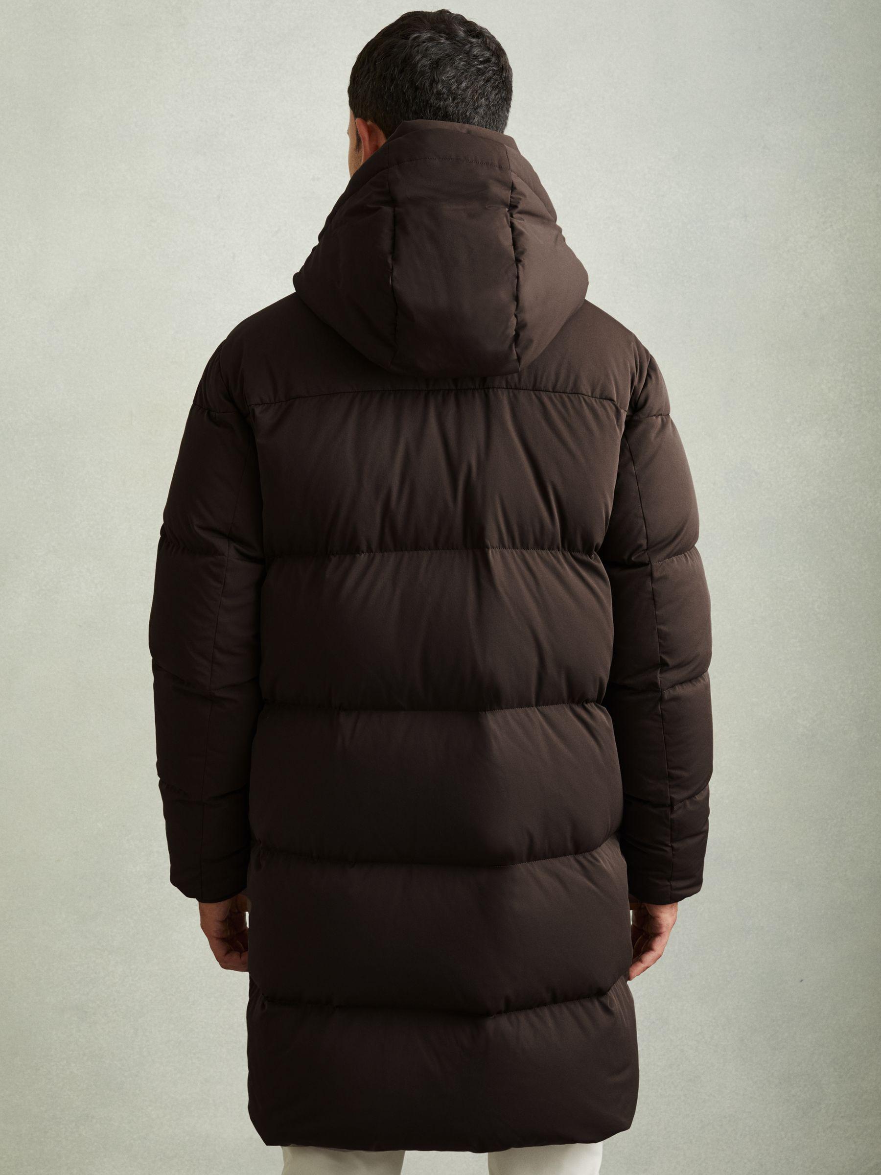 Quilted Hooded Puffer Coat in Brown Product Image