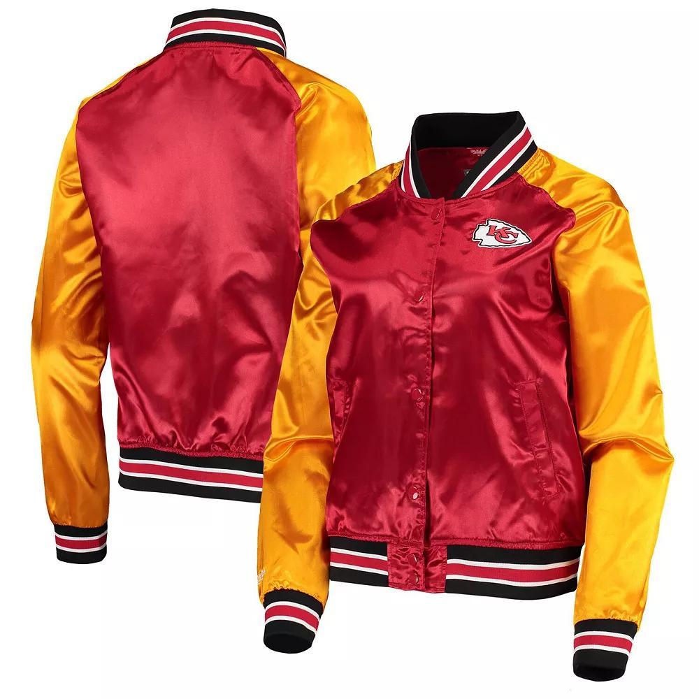 Women's Mitchell & Ness Red Kansas City Chiefs Team 2.0 Satin Raglan Full-Snap Jacket, Size: Medium Product Image