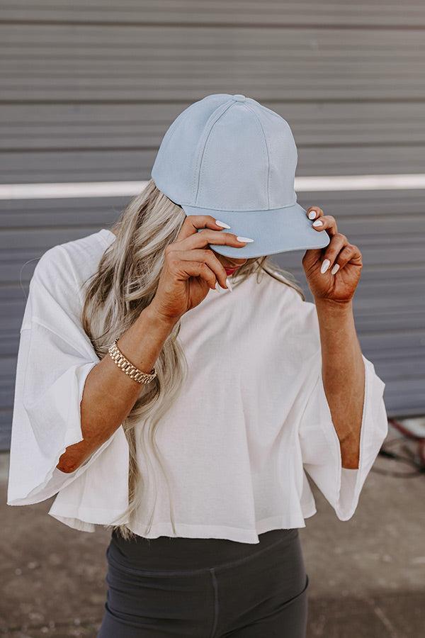 On The Daily Faux Leather Baseball Cap In Airy Blue Product Image