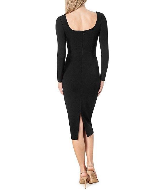 Dress the Population Sonia Sweetheart Neck Long Sleeve Midi Dress Product Image