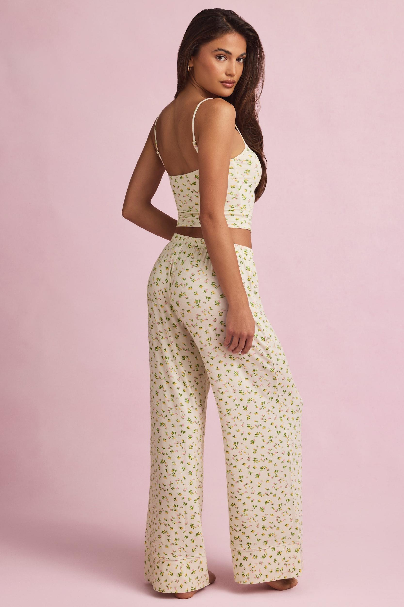 Modal Mid-Rise Pyjama Trousers in Lemon Print Product Image