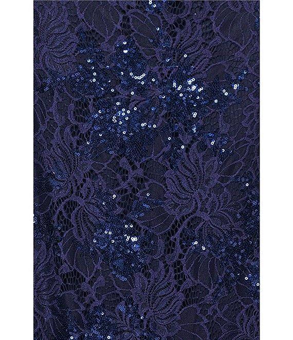 Betsy & Adam Keyhole Neck Sequin Lace Aline Gown Product Image