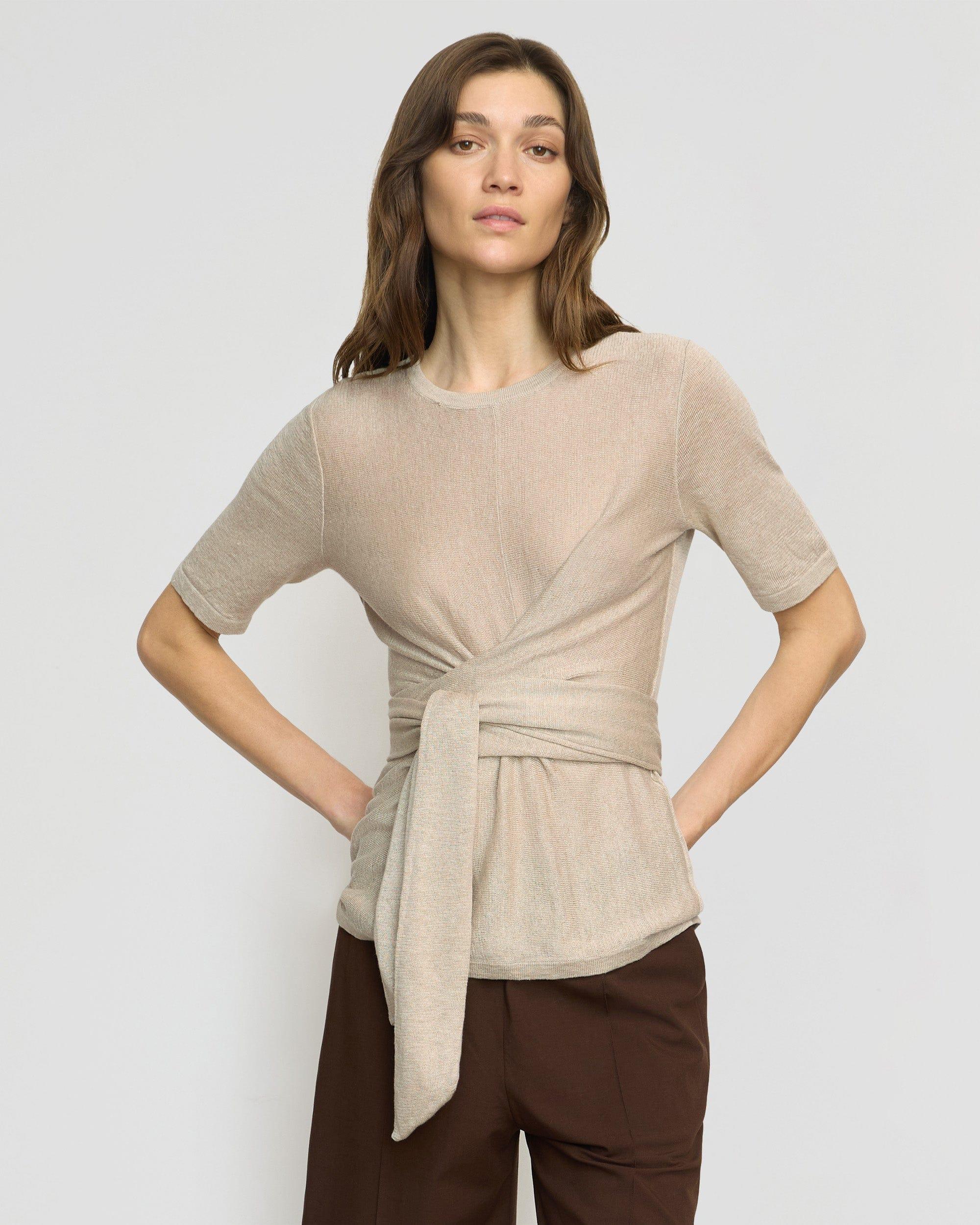 Lark Tie-Front Linen Sweater Product Image