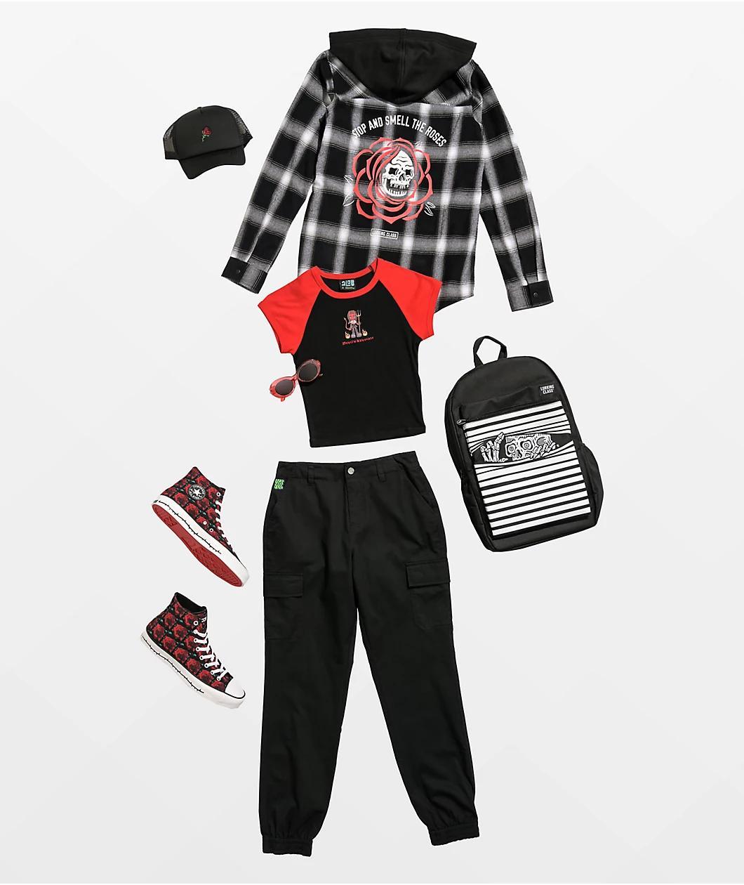 Empyre Emory Elastic Waist Black Cargo Jogger Pants Product Image