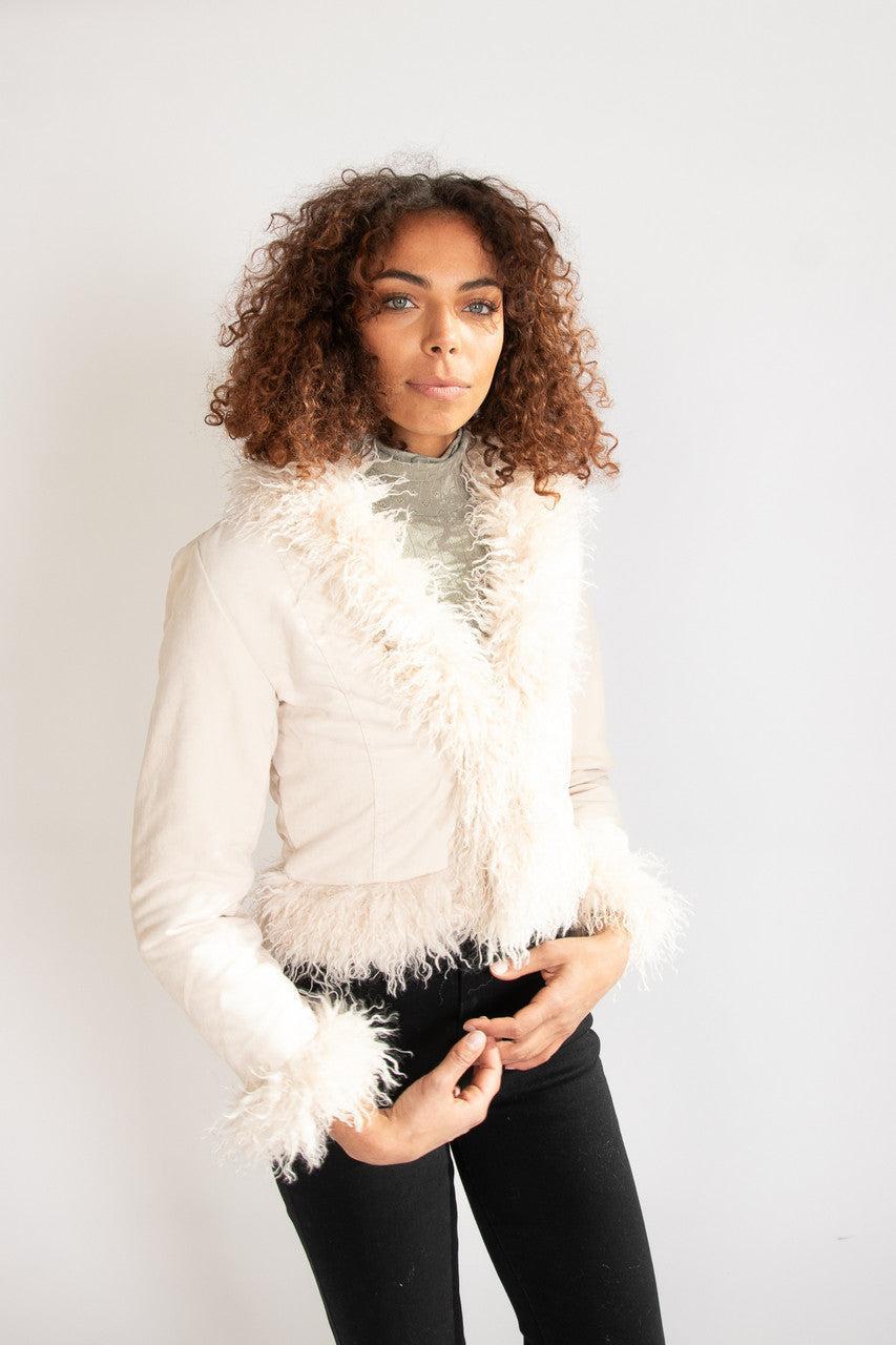 Fur Trim Suede Jacket Product Image