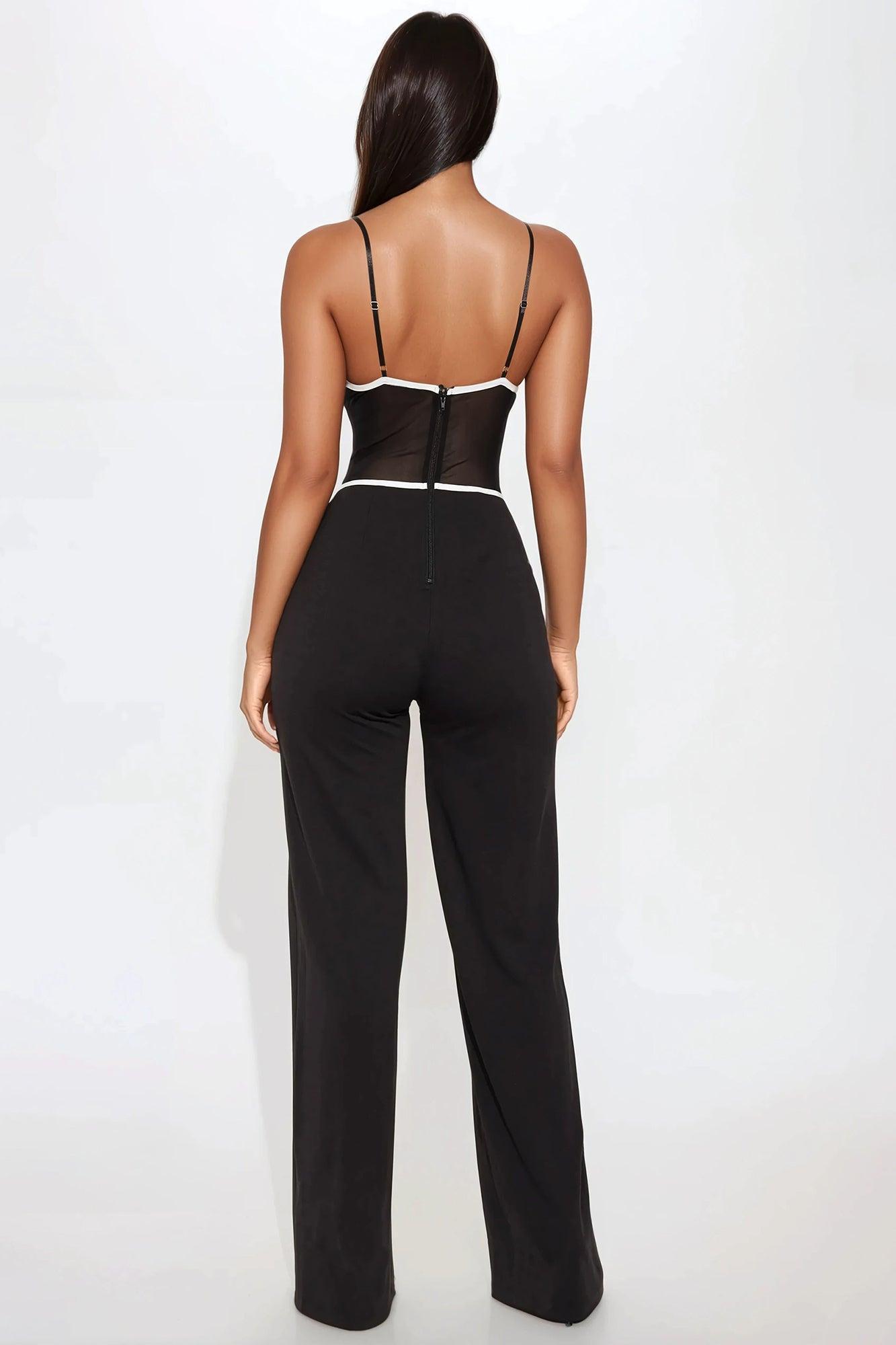 Clean Lines Corset Jumpsuit - Black/White Product Image