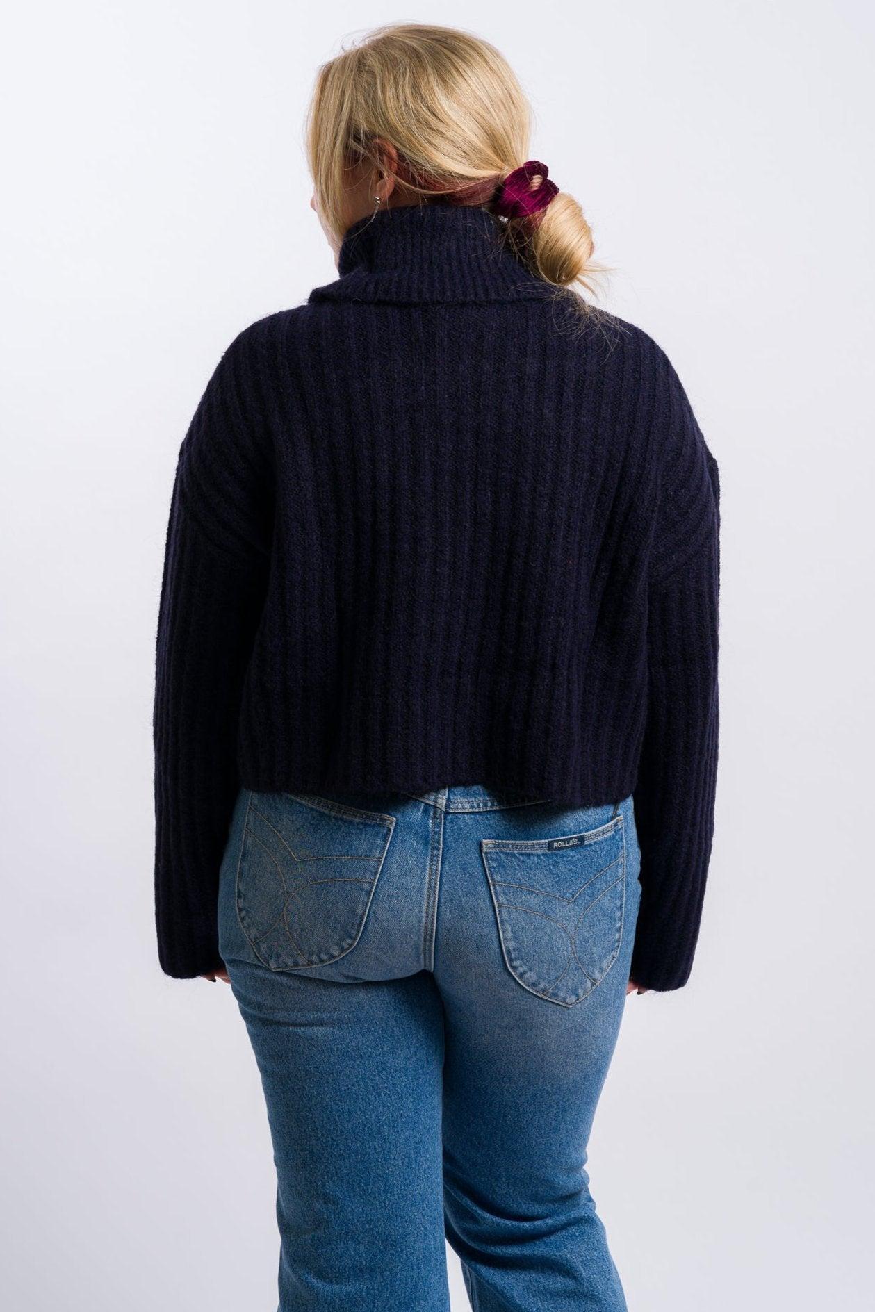 Nia Bruni Turtleneck Knit Sweater - Navy Product Image