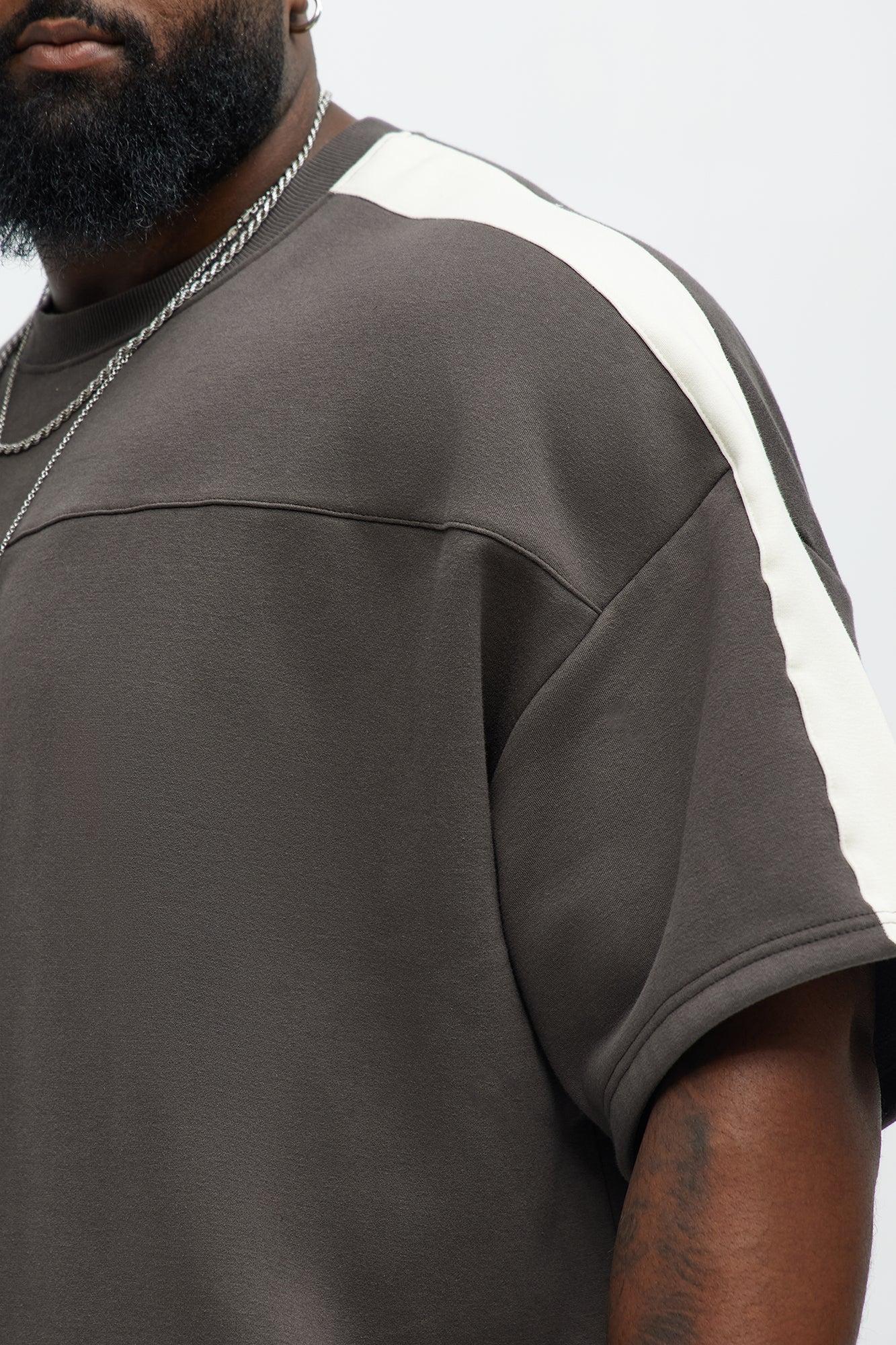 Tyson Oversized Heavyweight Striped Tee - Olive Product Image