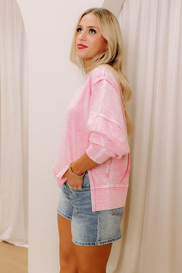 Cool Breeze Vintage Wash Sweatshirt in Pink Product Image