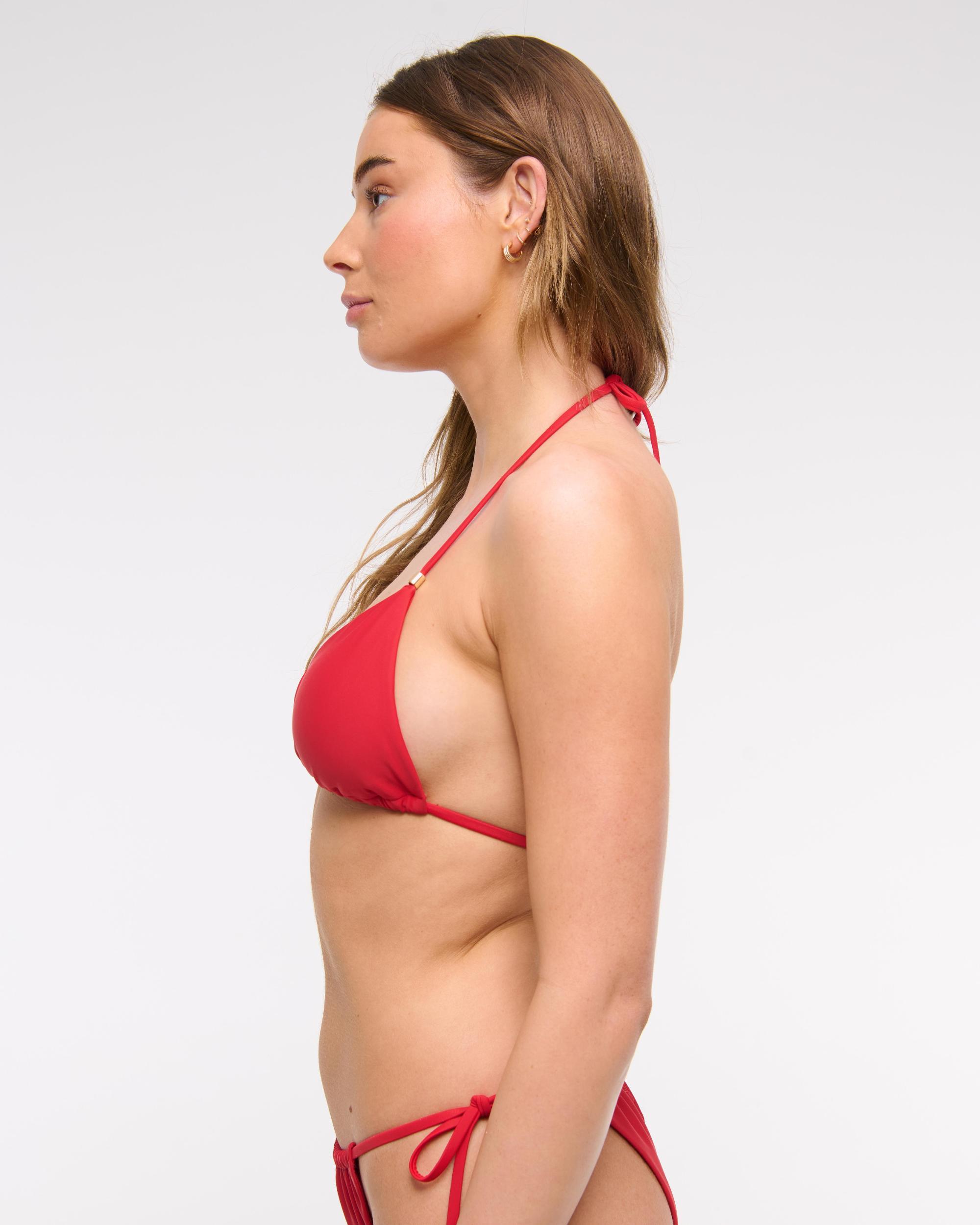 Beaded Halter String Triangle Bikini Top Product Image