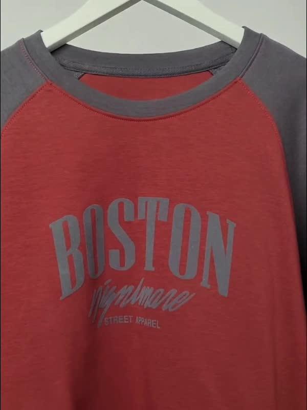 Letter Print Color Block Splice Raglan Oversized Hoodie Product Image