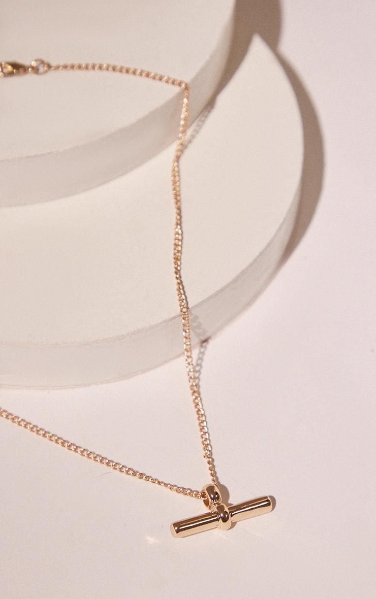 Gold Simple Thick T Bar Necklace Product Image