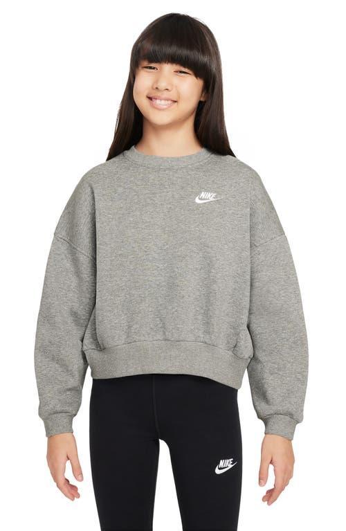 Nike Kids' Sportswear Club Fleece Crewneck Sweatshirt in Dark Grey Heather/White at Nordstrom, Size Xs Product Image