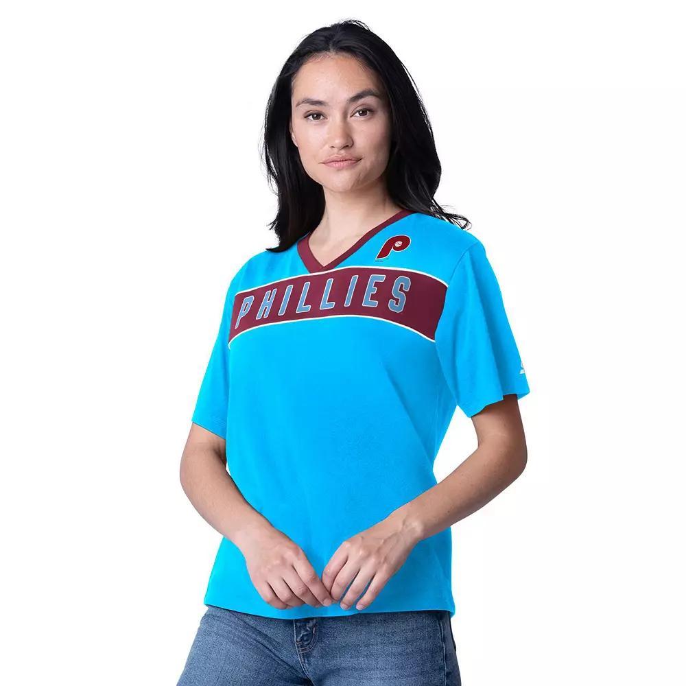 Women's Starter Light Blue Philadelphia Phillies Game Day V-Neck T-Shirt, Size: Medium Product Image