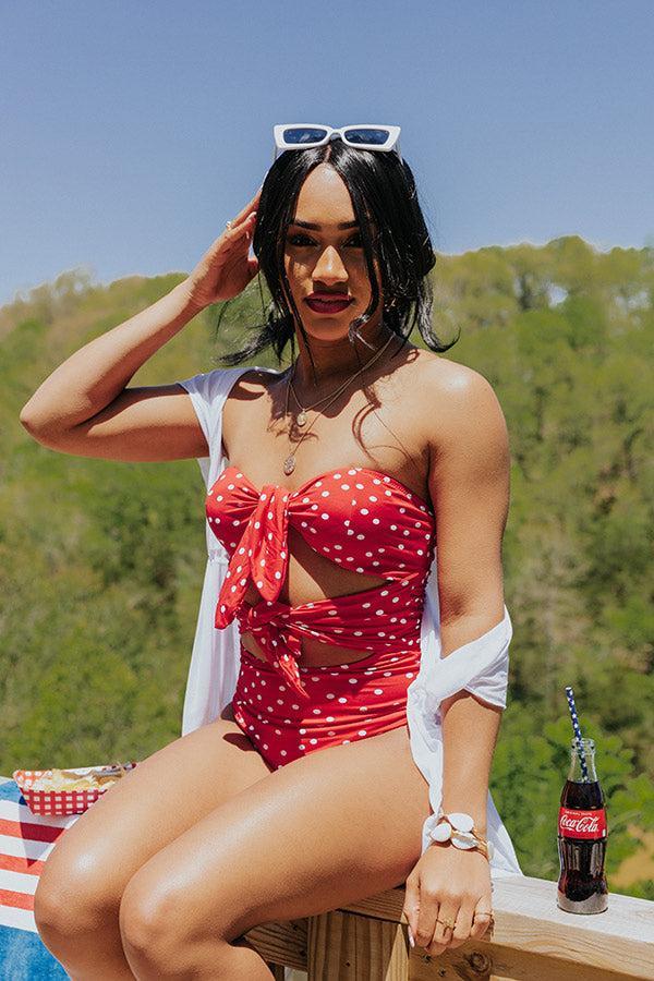 Around The Pool Polka Dot One Piece Swimsuit in Red Product Image