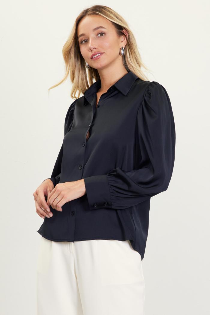 Long Sleeve Puff Shoulder Blouse Product Image