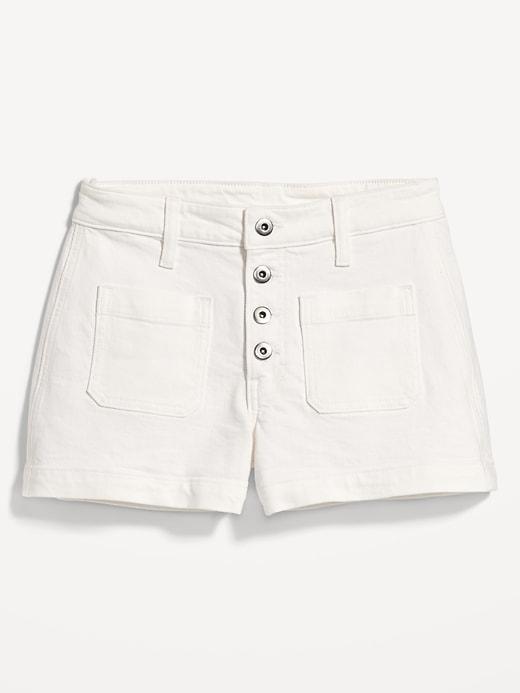 High-Waisted Jean Trouser Shorts -- 3-inch inseam Product Image