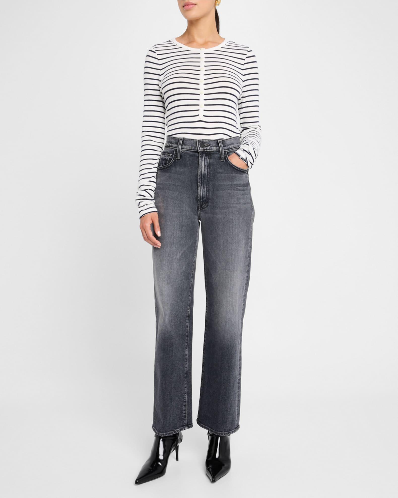 The Knit Stripe Henley Top Product Image